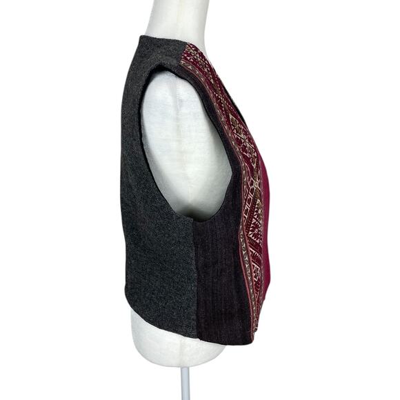 Unbranded Wool Vest Reversible Tapestry Embroidered Aztec Tribal Boho Sz Large - Picture 7 of 12